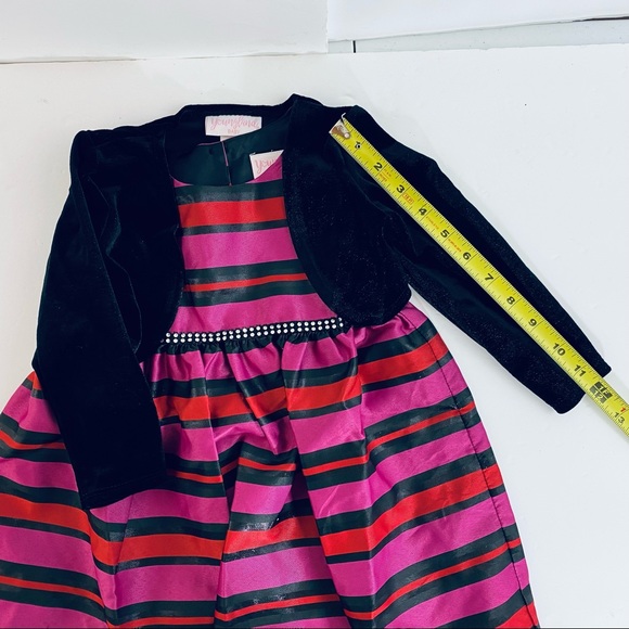 Baby Girl Youngland 2 Piece Stripe Woven Dress With Shrug - Picture 12 of 16